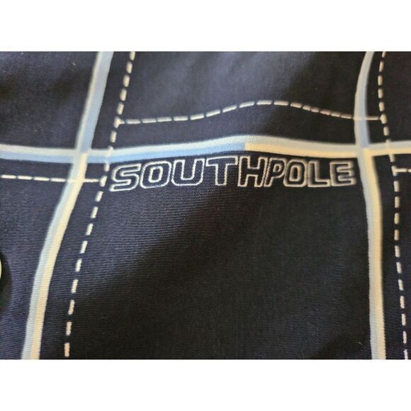 Vintage Southpole Boys Teens Shirt Button Down Blue Plaid Logo Sz Medium 12-14 - Picture 2 of 8